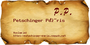 Petschinger Páris névjegykártya